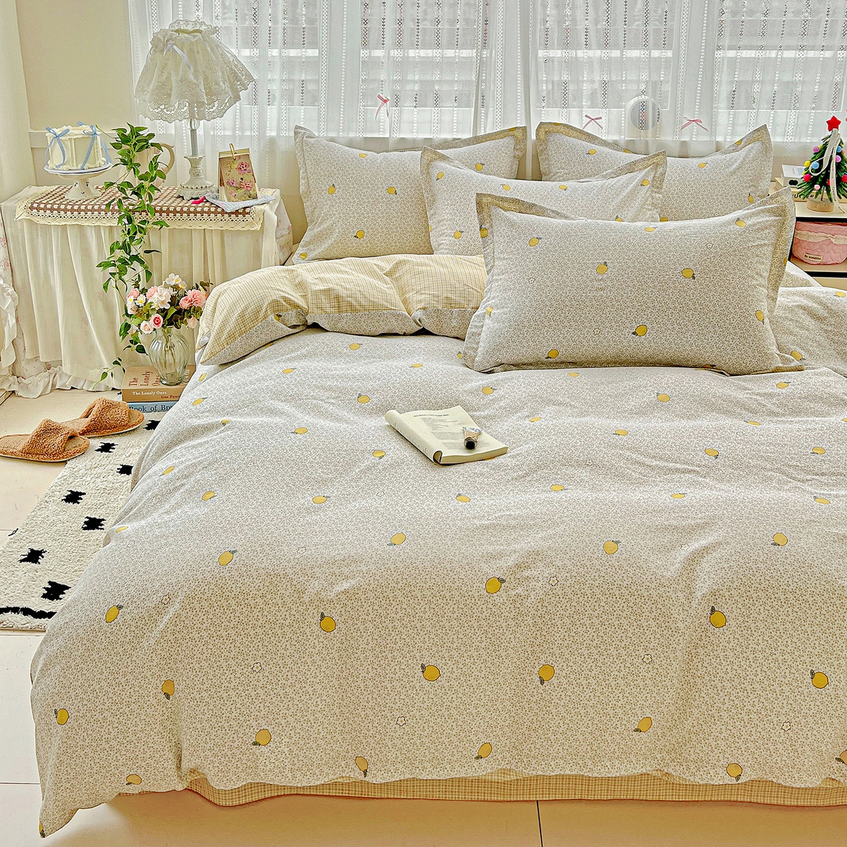 91家纺网 家纺一手货源 找家纺 依庭 2025春夏新款12868全棉纯棉印花卡通系列单被套 被套单件 乐柠-黄