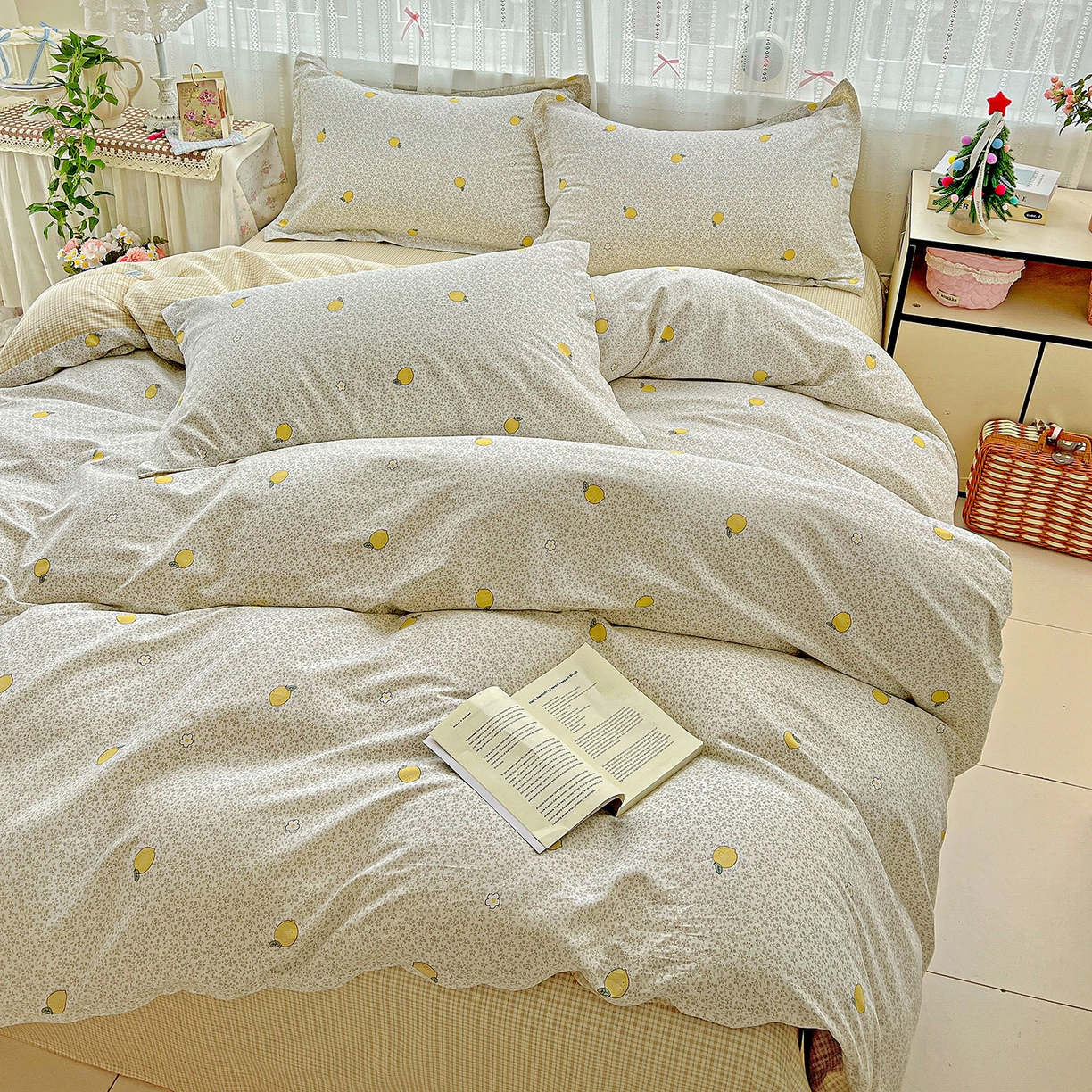 91家纺网 家纺一手货源 找家纺 依庭 2025春夏新款12868全棉纯棉印花卡通系列单被套 被套单件 乐柠-黄