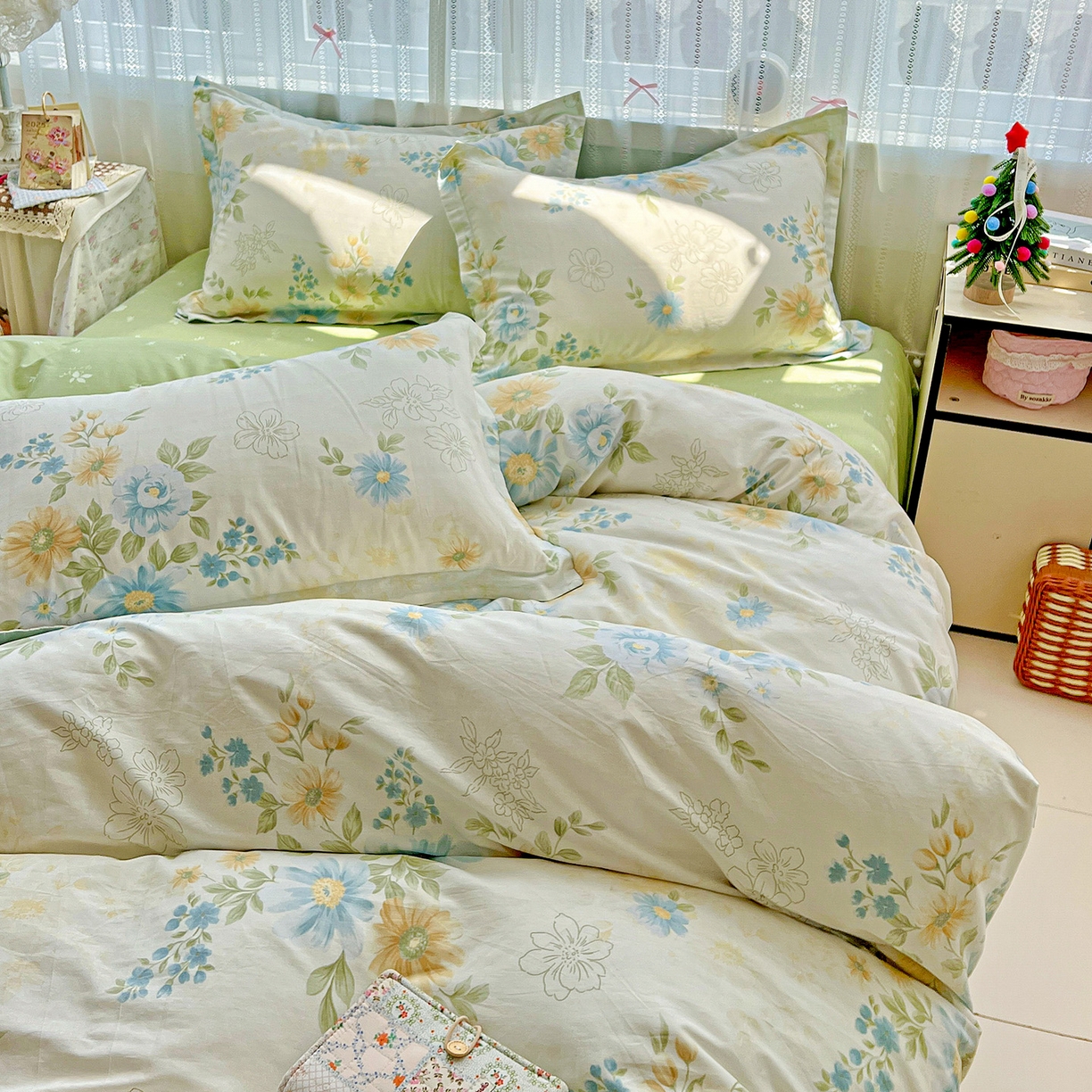 91家纺网 家纺一手货源 找家纺 依庭 2025春夏新款12868全棉纯棉印花卡通系列单被套 被套单件 青禾