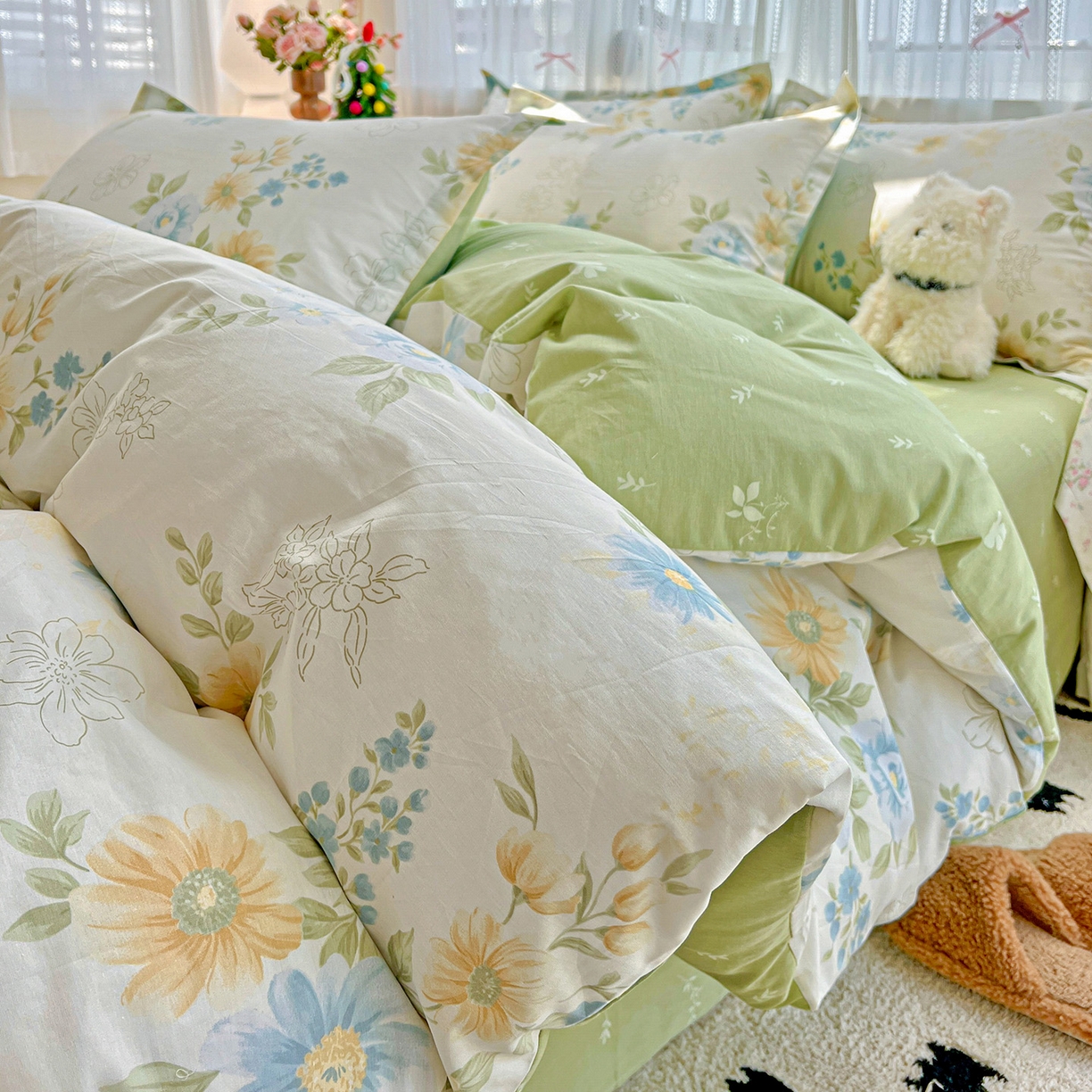 91家纺网 家纺一手货源 找家纺 依庭 2025春夏新款12868全棉纯棉印花卡通系列单被套 被套单件 青禾