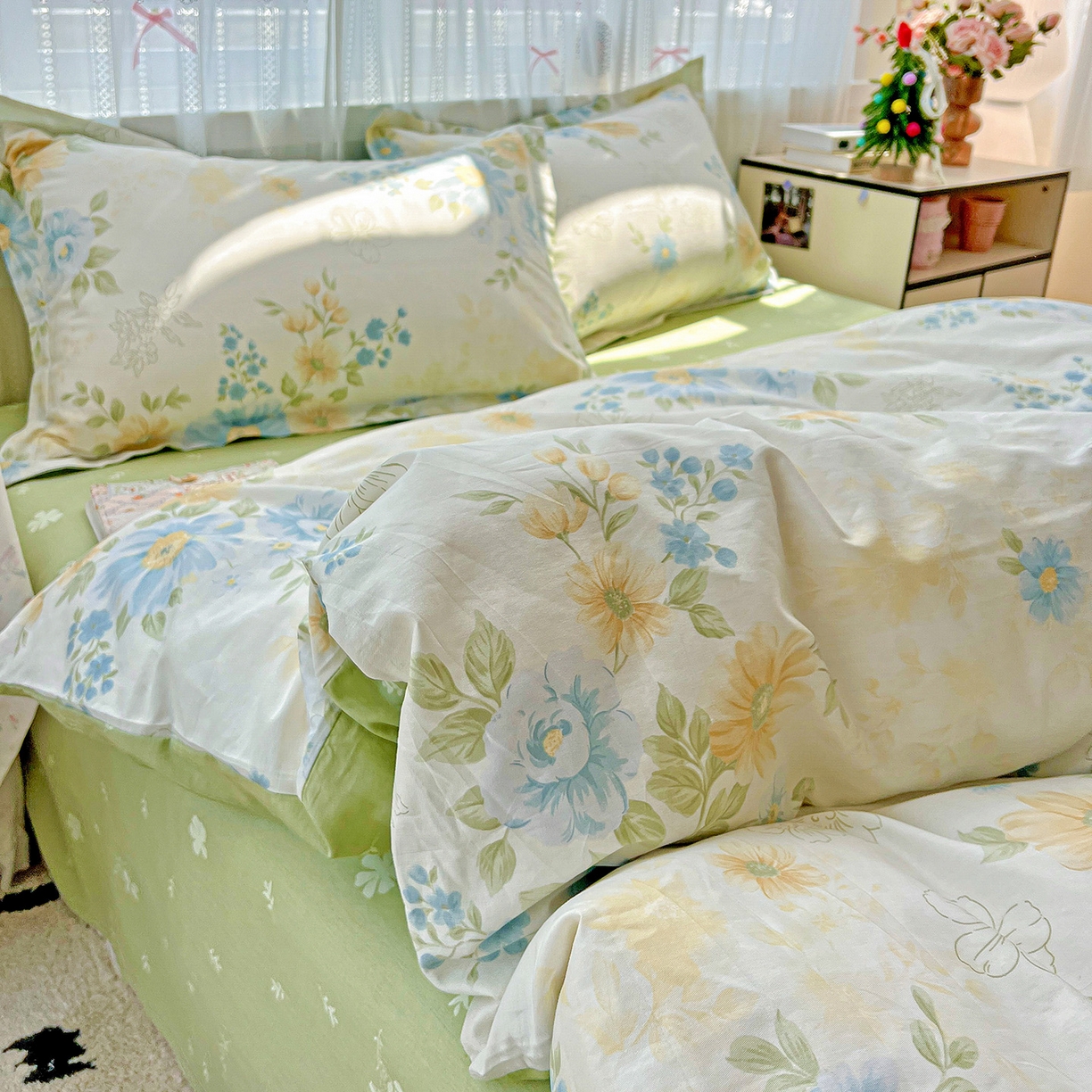 91家纺网 家纺一手货源 找家纺 依庭 2025春夏新款12868全棉纯棉印花卡通系列单被套 被套单件 青禾