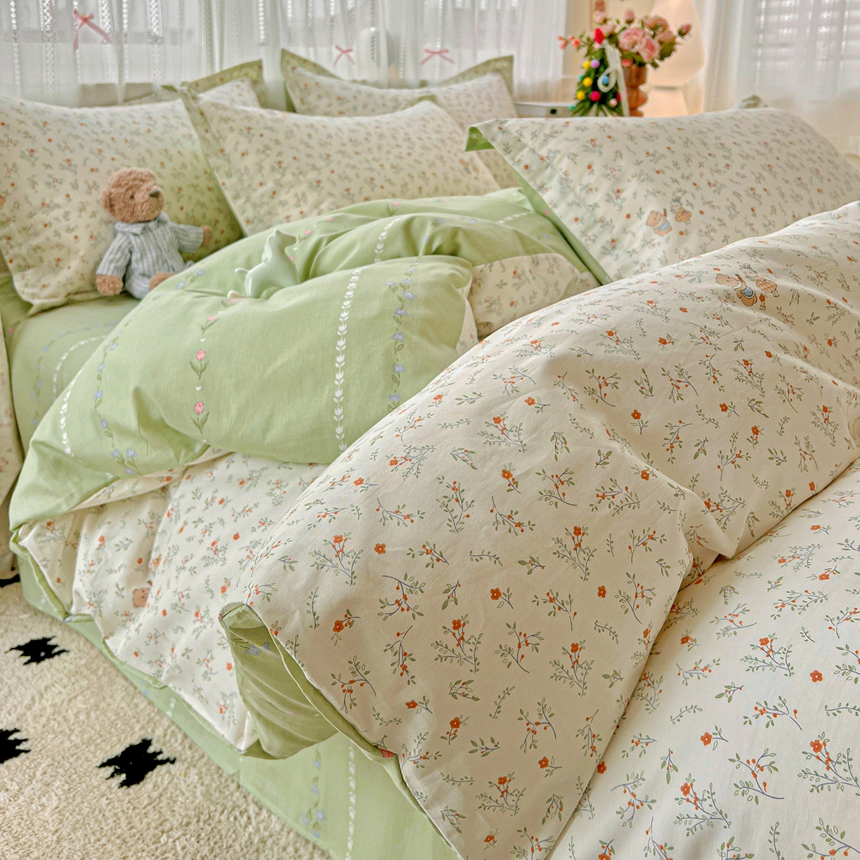 91家纺网 家纺一手货源 找家纺 依庭 2025春夏新款12868全棉纯棉印花卡通系列单被套 被套单件 糖果影院