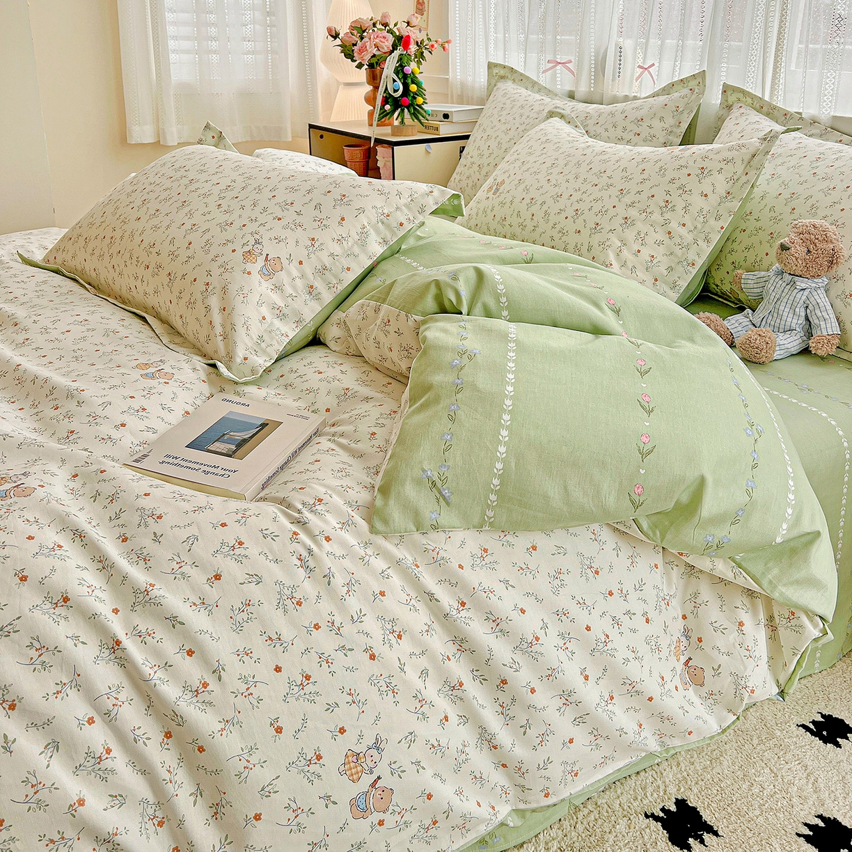 91家纺网 家纺一手货源 找家纺 依庭 2025春夏新款12868全棉纯棉印花卡通系列单被套 被套单件 糖果影院