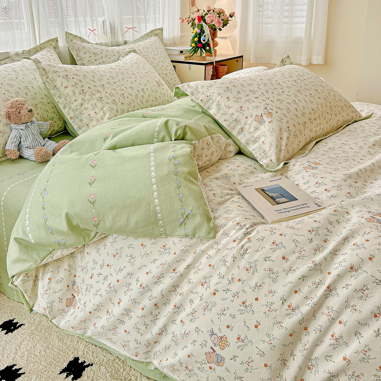 91家纺网 家纺一手货源 找家纺 依庭 2025春夏新款12868全棉纯棉印花卡通系列单被套 被套单件 糖果影院