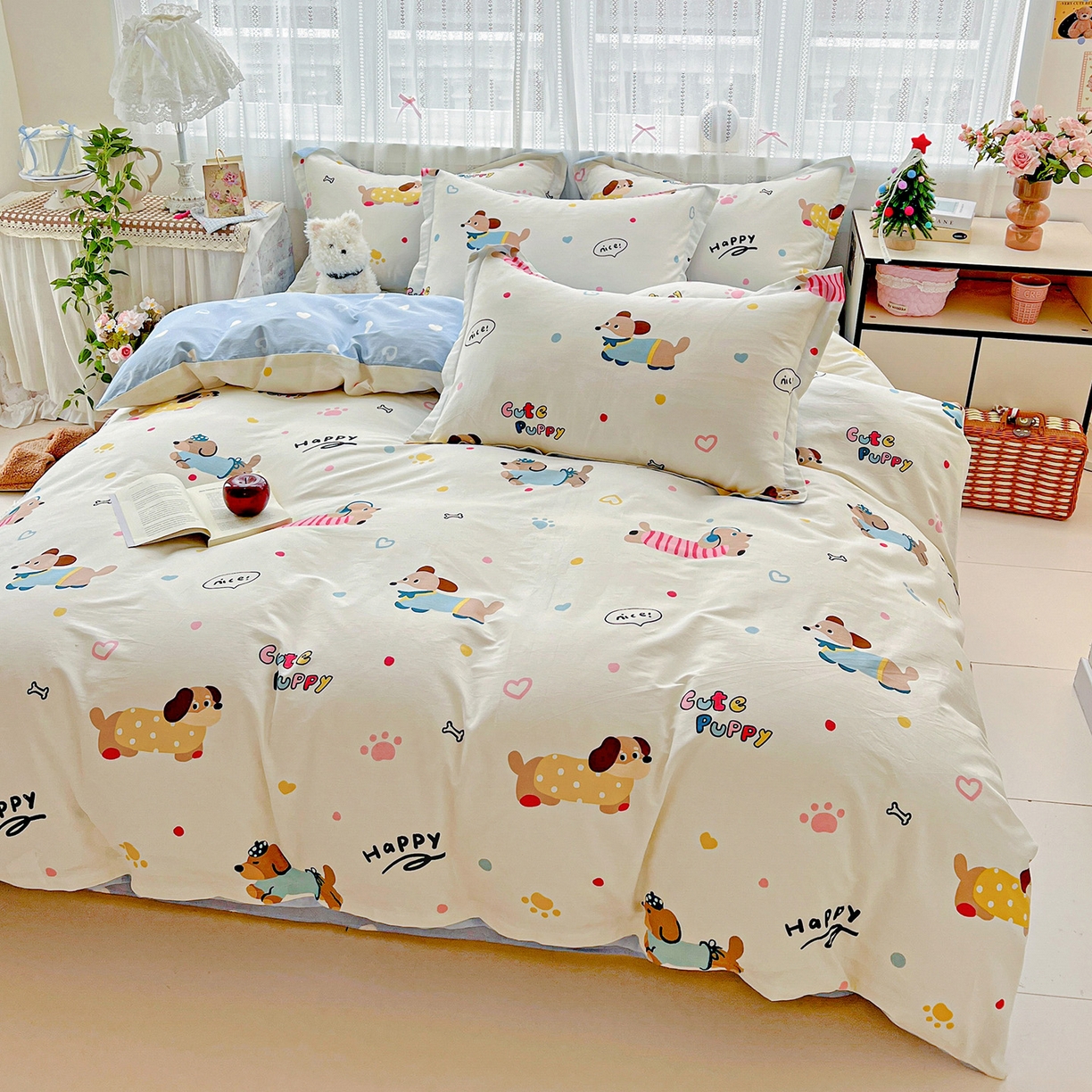 91家纺网 家纺一手货源 找家纺 依庭 2025春夏新款12868全棉纯棉印花卡通系列单被套 被套单件 童趣蜜歌