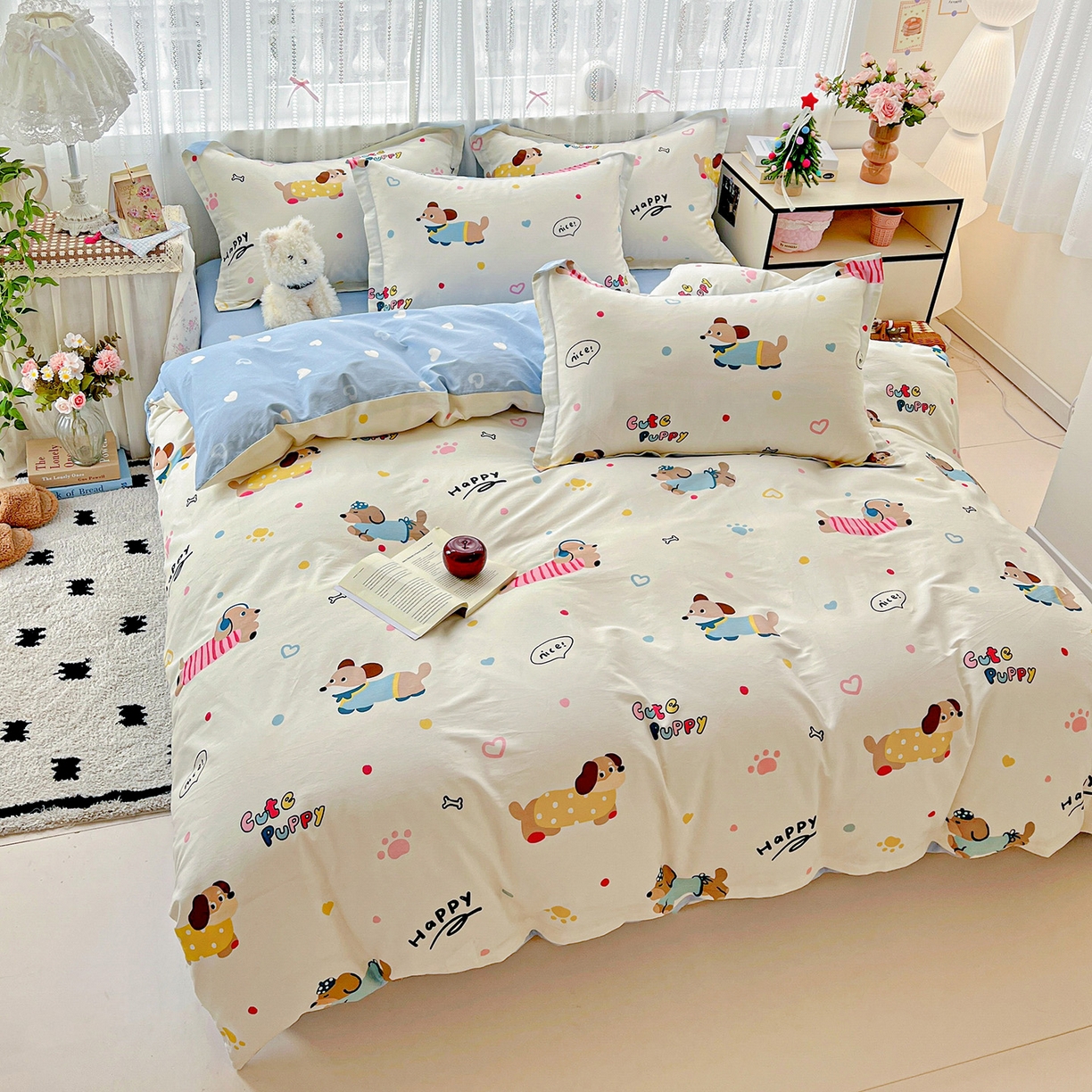 91家纺网 家纺一手货源 找家纺 依庭 2025春夏新款12868全棉纯棉印花卡通系列单被套 被套单件 童趣蜜歌