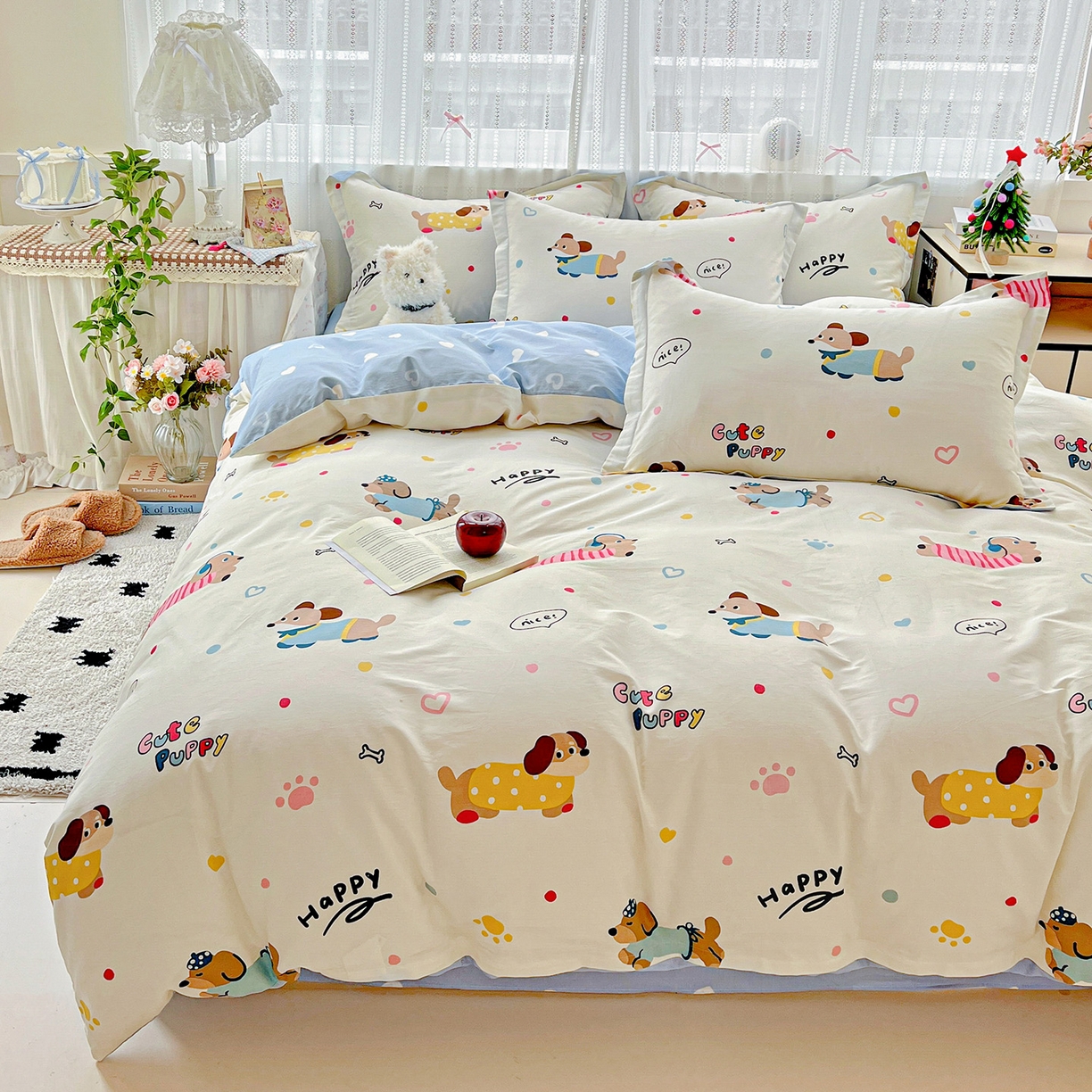 91家纺网 家纺一手货源 找家纺 依庭 2025春夏新款12868全棉纯棉印花卡通系列单被套 被套单件 童趣蜜歌