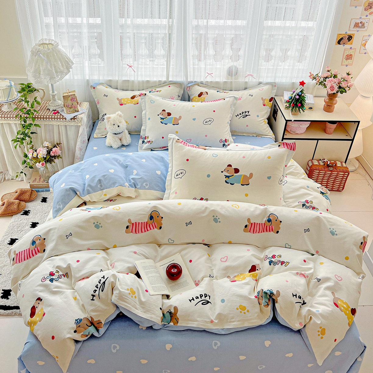 91家纺网 家纺一手货源 找家纺 依庭 2025春夏新款12868全棉纯棉印花卡通系列单被套 被套单件 童趣蜜歌