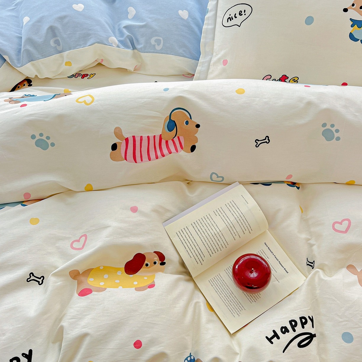 91家纺网 家纺一手货源 找家纺 依庭 2025春夏新款12868全棉纯棉印花卡通系列单被套 被套单件 童趣蜜歌