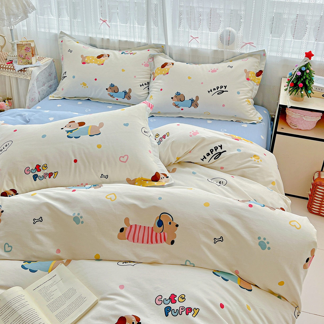 91家纺网 家纺一手货源 找家纺 依庭 2025春夏新款12868全棉纯棉印花卡通系列单被套 被套单件 童趣蜜歌