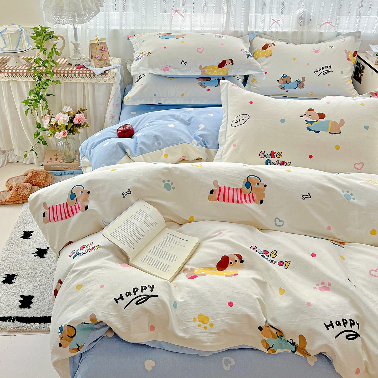 91家纺网 家纺一手货源 找家纺 依庭 2025春夏新款12868全棉纯棉印花卡通系列单被套 被套单件 童趣蜜歌