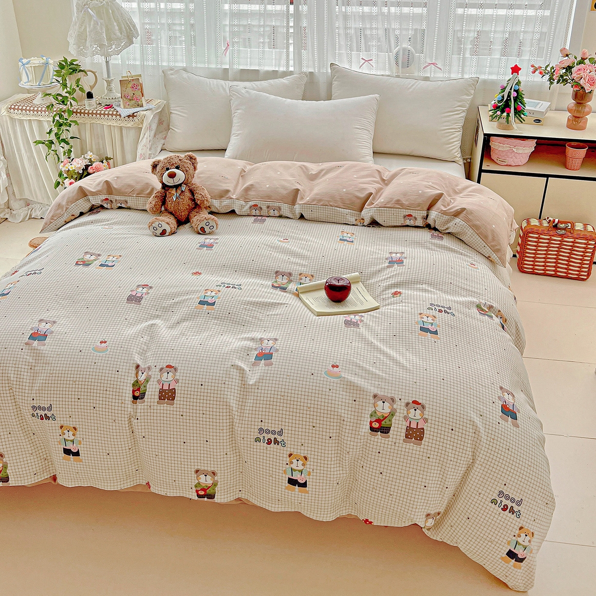 91家纺网 家纺一手货源 找家纺 依庭 2025春夏新款12868全棉纯棉印花卡通系列单被套 被套单件 小熊系铃