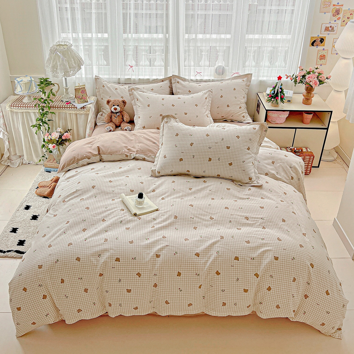 91家纺网 家纺一手货源 找家纺 依庭 2025春夏新款12868全棉纯棉印花卡通系列单被套 被套单件 熊熊奶冻