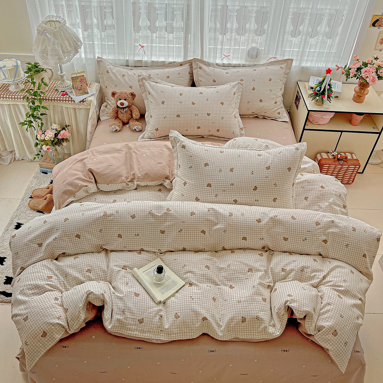 91家纺网 家纺一手货源 找家纺 依庭 2025春夏新款12868全棉纯棉印花卡通系列单被套 被套单件 熊熊奶冻