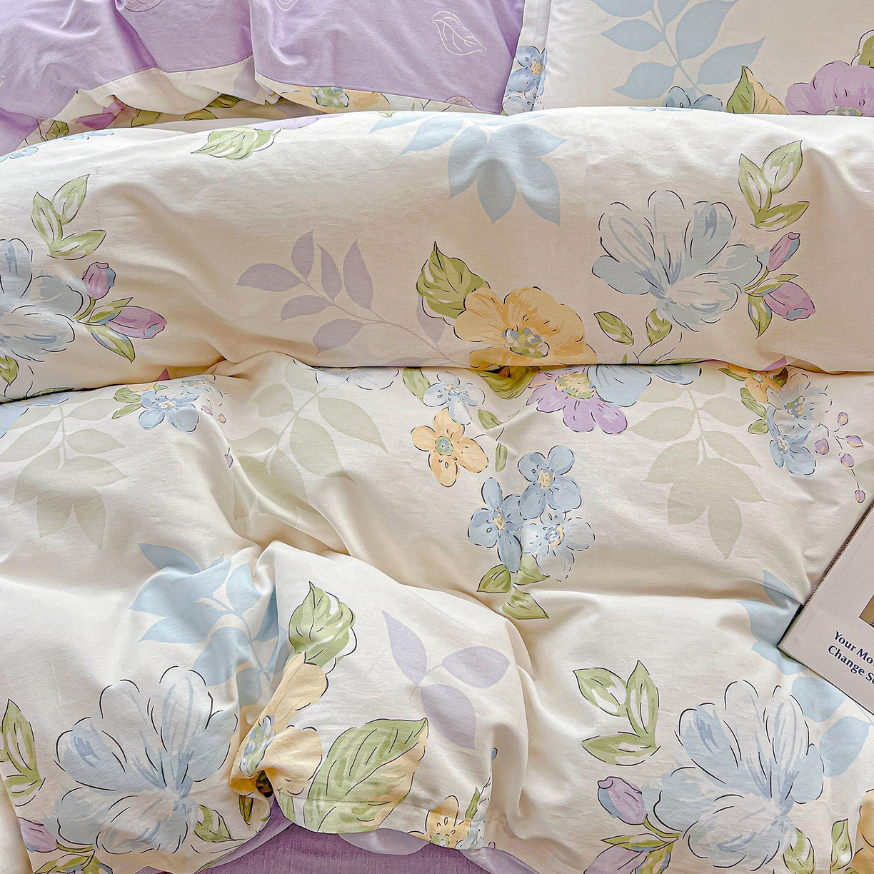 91家纺网 家纺一手货源 找家纺 依庭 2025春夏新款12868全棉纯棉印花卡通系列单被套 被套单件 柴犬日出