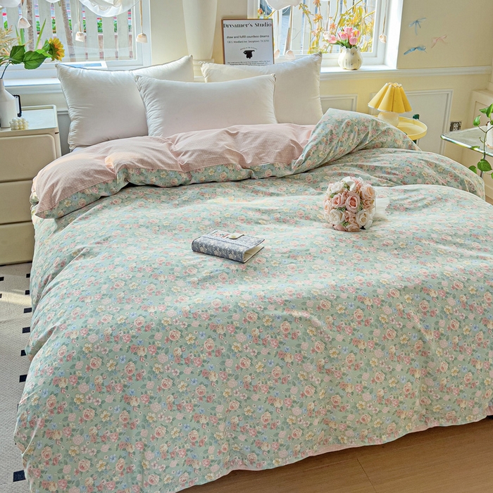 91家纺网 家纺一手货源 找家纺 依庭 2025春夏新款12868全棉纯棉印花卡通系列单被套 被套单件 小熊慕斯