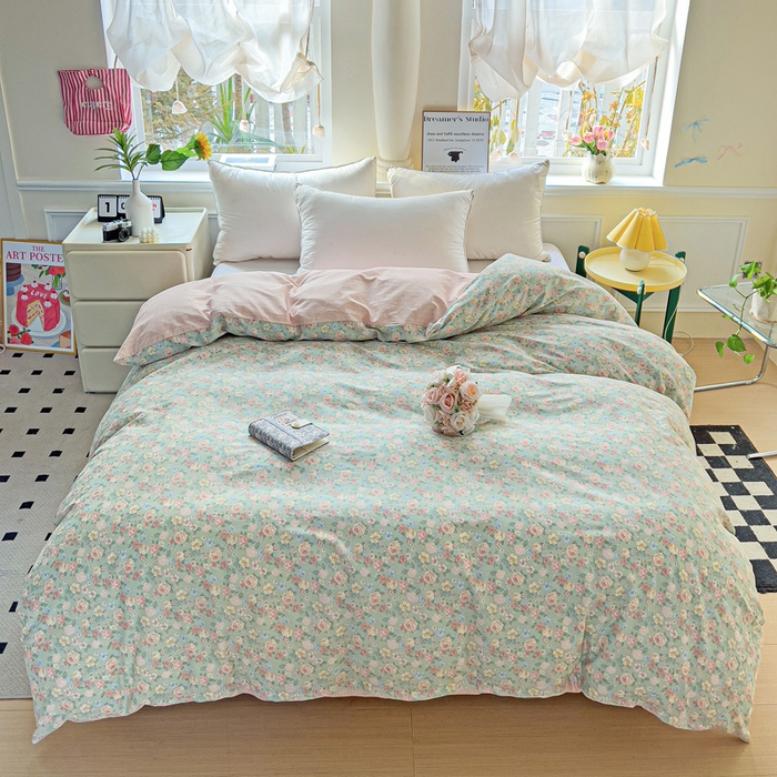 91家纺网 家纺一手货源 找家纺 依庭 2025春夏新款12868全棉纯棉印花卡通系列单被套 被套单件 小熊慕斯