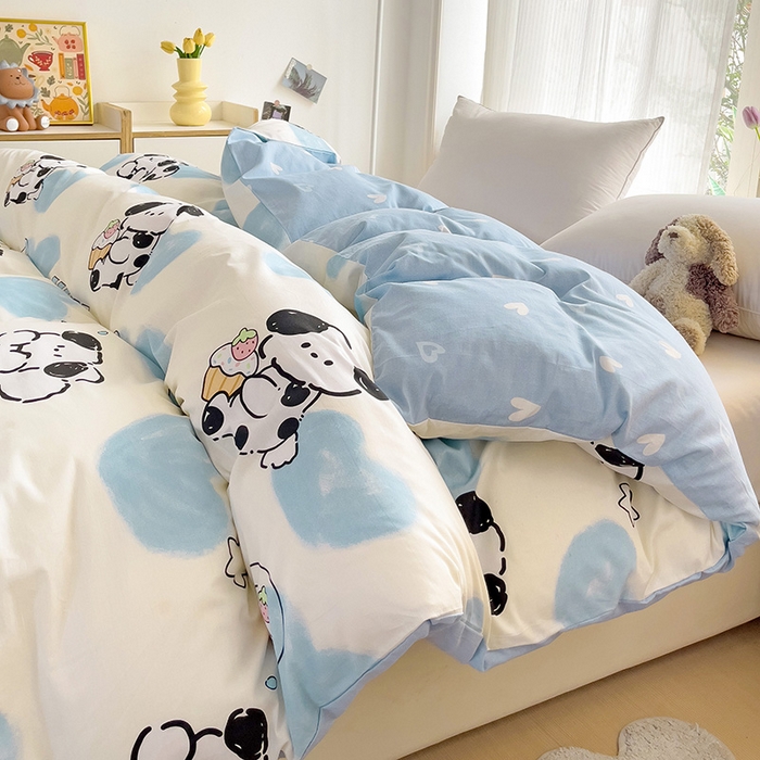 91家纺网 家纺一手货源 找家纺 依庭 2025春夏新款12868全棉纯棉印花卡通系列单被套 被套单件 小熊慕斯