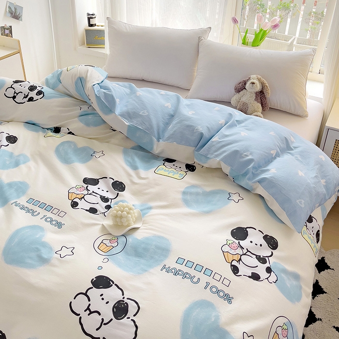 91家纺网 家纺一手货源 找家纺 依庭 2025春夏新款12868全棉纯棉印花卡通系列单被套 被套单件 小熊慕斯