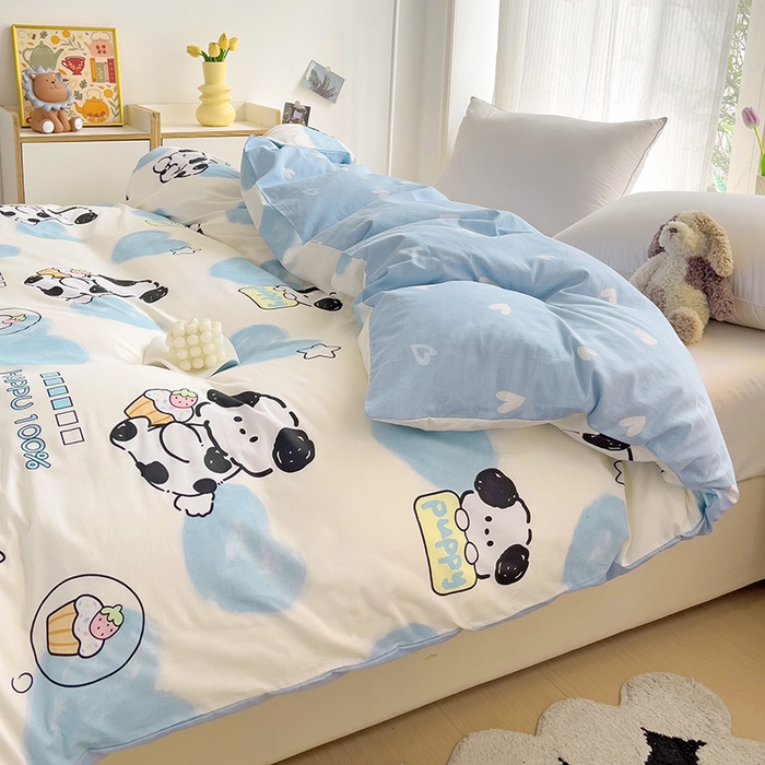 91家纺网 家纺一手货源 找家纺 依庭 2025春夏新款12868全棉纯棉印花卡通系列单被套 被套单件 小熊慕斯
