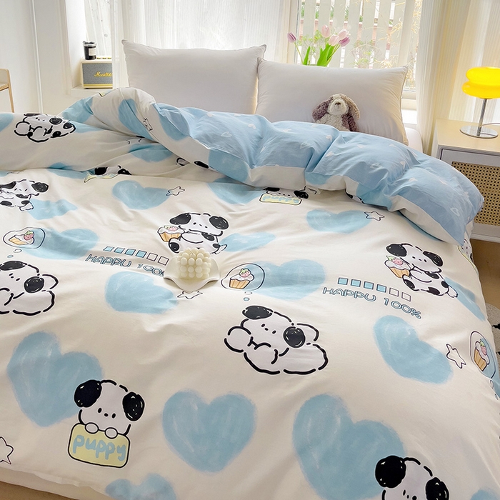 91家纺网 家纺一手货源 找家纺 依庭 2025春夏新款12868全棉纯棉印花卡通系列单被套 被套单件 小熊慕斯