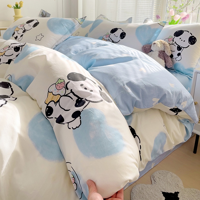 91家纺网 家纺一手货源 找家纺 依庭 2025春夏新款12868全棉纯棉印花卡通系列单被套 被套单件 小熊慕斯
