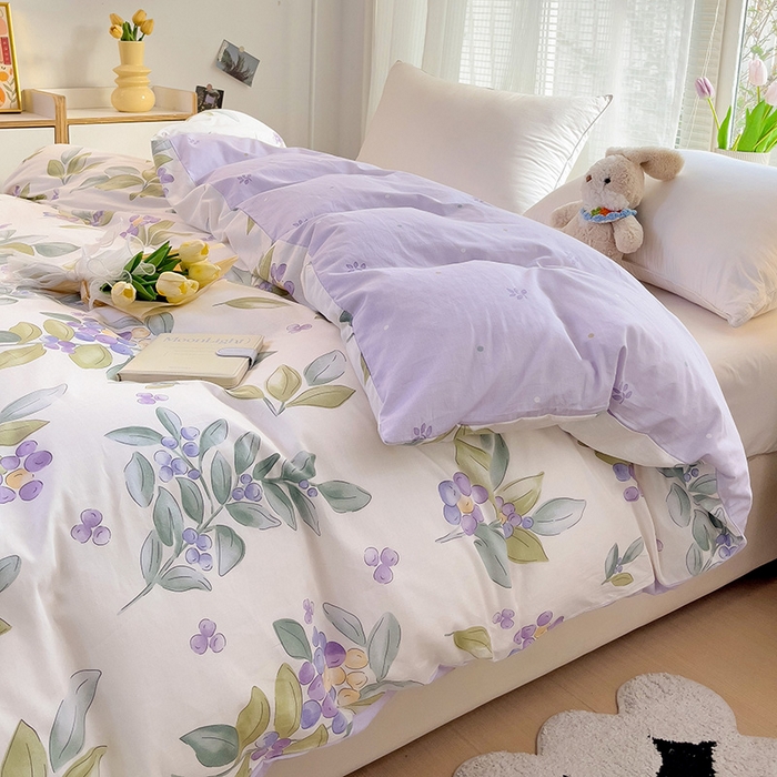 91家纺网 家纺一手货源 找家纺 依庭 2025春夏新款12868全棉纯棉印花卡通系列单被套 被套单件 小熊慕斯