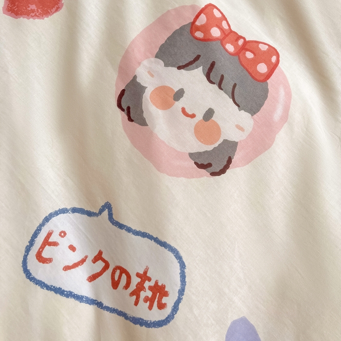 91家纺网 家纺一手货源 找家纺 依庭 2025春夏新款12868全棉纯棉印花卡通系列单被套 被套单件 小熊慕斯