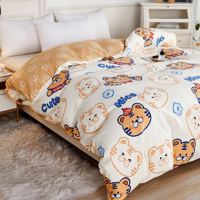 91家纺网 家纺一手货源 找家纺 依庭 2025春夏新款12868全棉纯棉印花卡通系列单被套 被套单件 浮云初梦