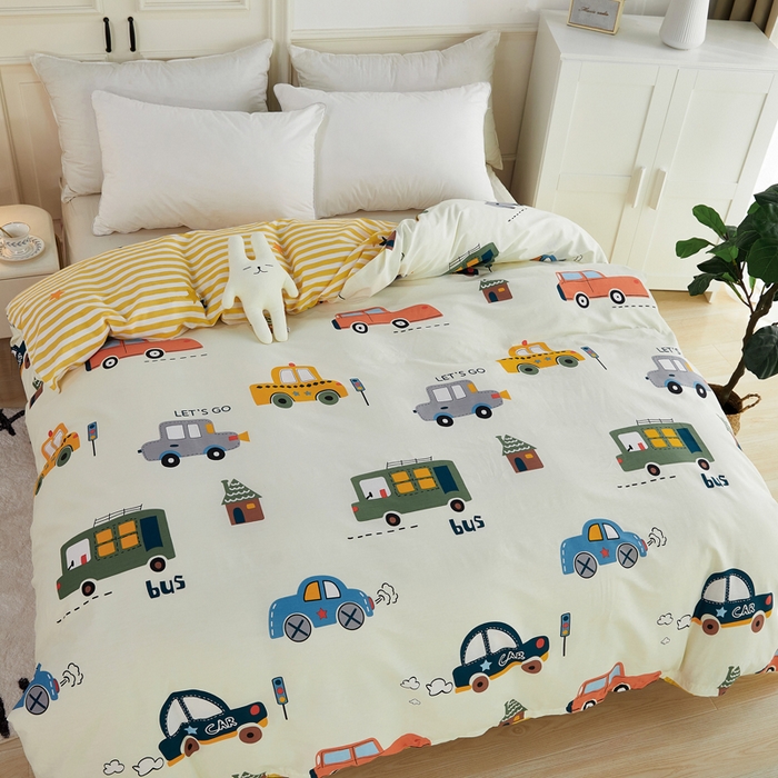 91家纺网 家纺一手货源 找家纺 依庭 2025春夏新款12868全棉纯棉印花卡通系列单被套 被套单件 浮云初梦