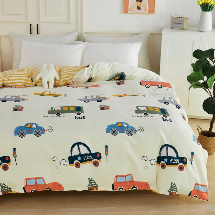 91家纺网 家纺一手货源 找家纺 依庭 2025春夏新款12868全棉纯棉印花卡通系列单被套 被套单件 浮云初梦