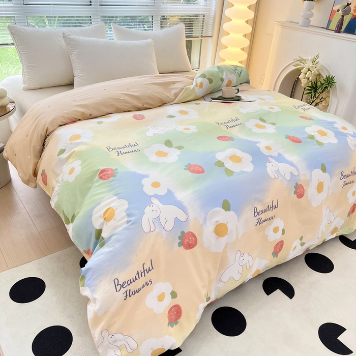 91家纺网 家纺一手货源 找家纺 依庭 2025春夏新款12868全棉纯棉印花卡通系列单被套 被套单件 浮云初梦