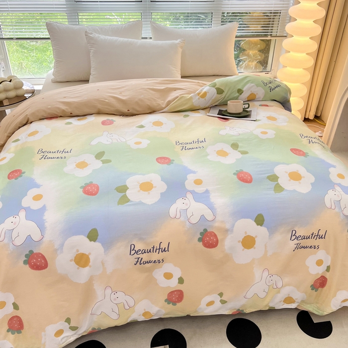 91家纺网 家纺一手货源 找家纺 依庭 2025春夏新款12868全棉纯棉印花卡通系列单被套 被套单件 浮云初梦