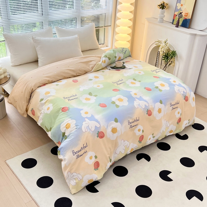 91家纺网 家纺一手货源 找家纺 依庭 2025春夏新款12868全棉纯棉印花卡通系列单被套 被套单件 浮云初梦