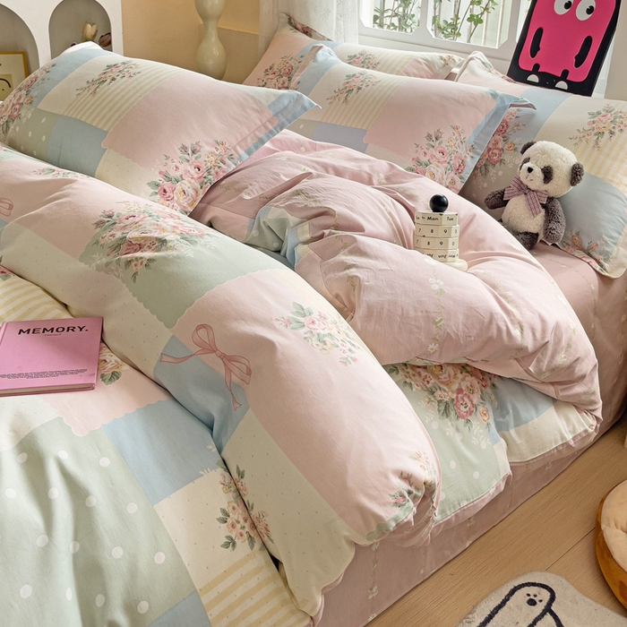 91家纺网 家纺一手货源 找家纺 依庭 2025春夏新款12868全棉纯棉印花卡通系列单被套 被套单件 浮云初梦