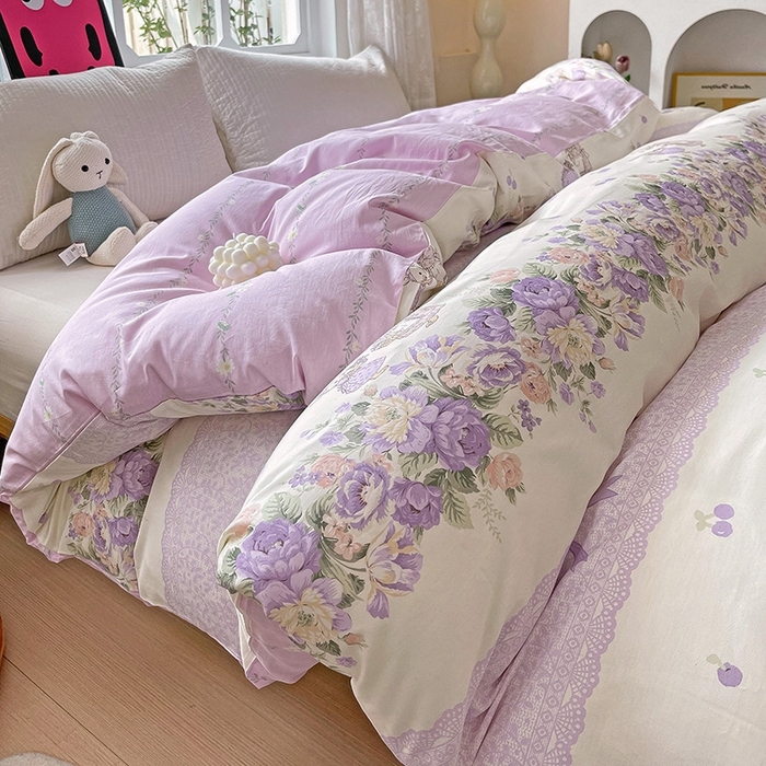 91家纺网 家纺一手货源 找家纺 依庭 2025春夏新款12868全棉纯棉印花卡通系列单被套 被套单件 浮云初梦