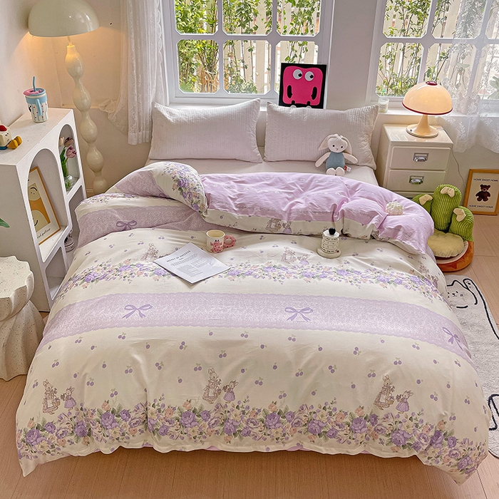 91家纺网 家纺一手货源 找家纺 依庭 2025春夏新款12868全棉纯棉印花卡通系列单被套 被套单件 浮云初梦