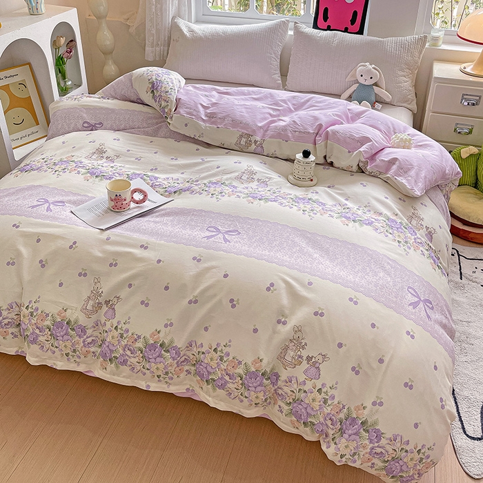 91家纺网 家纺一手货源 找家纺 依庭 2025春夏新款12868全棉纯棉印花卡通系列单被套 被套单件 浮云初梦