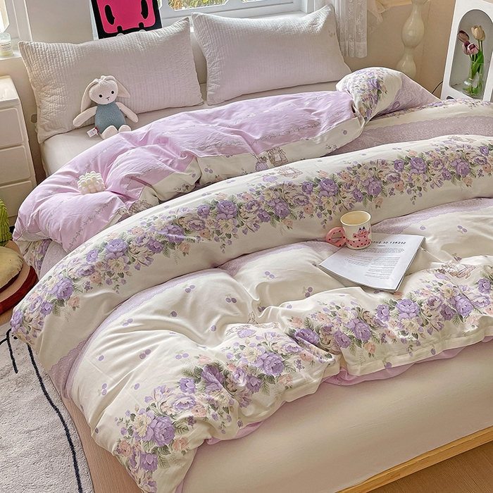 91家纺网 家纺一手货源 找家纺 依庭 2025春夏新款12868全棉纯棉印花卡通系列单被套 被套单件 浮云初梦