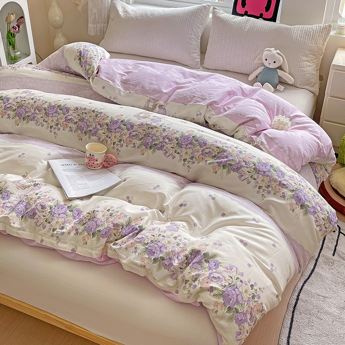 91家纺网 家纺一手货源 找家纺 依庭 2025春夏新款12868全棉纯棉印花卡通系列单被套 被套单件 浮云初梦