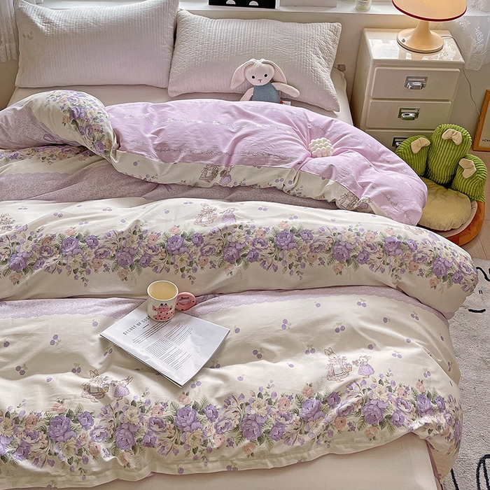 91家纺网 家纺一手货源 找家纺 依庭 2025春夏新款12868全棉纯棉印花卡通系列单被套 被套单件 浮云初梦