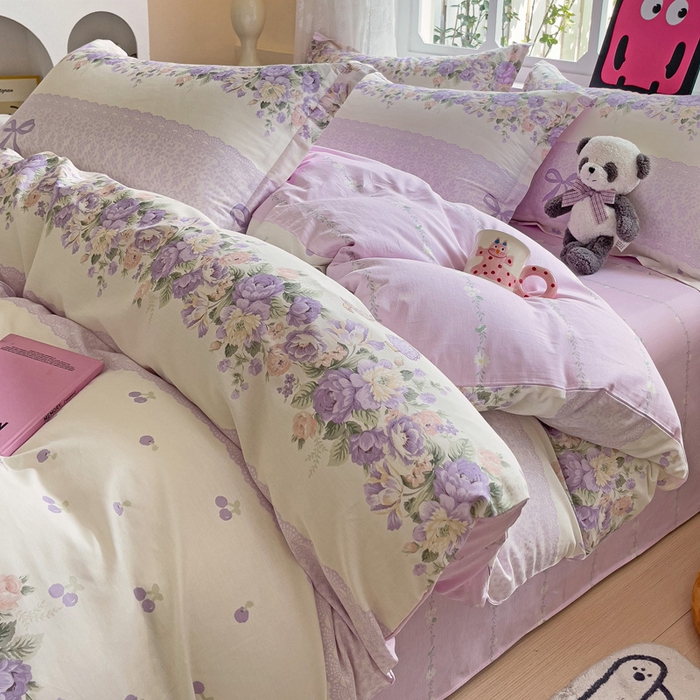 91家纺网 家纺一手货源 找家纺 依庭 2025春夏新款12868全棉纯棉印花卡通系列单被套 被套单件 浮云初梦