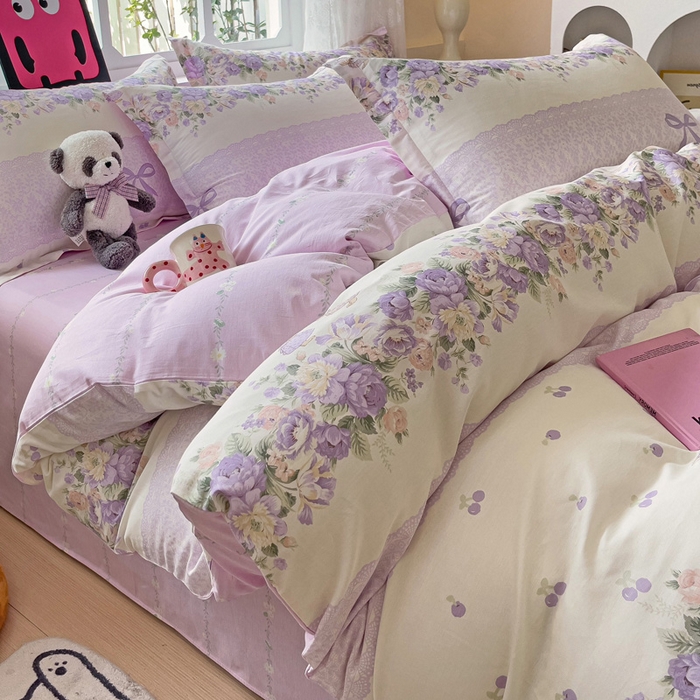 91家纺网 家纺一手货源 找家纺 依庭 2025春夏新款12868全棉纯棉印花卡通系列单被套 被套单件 浮云初梦