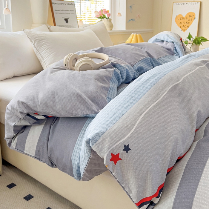 91家纺网 家纺一手货源 找家纺 依庭 2025春夏新款12868全棉纯棉印花卡通系列单被套 被套单件 浮云初梦