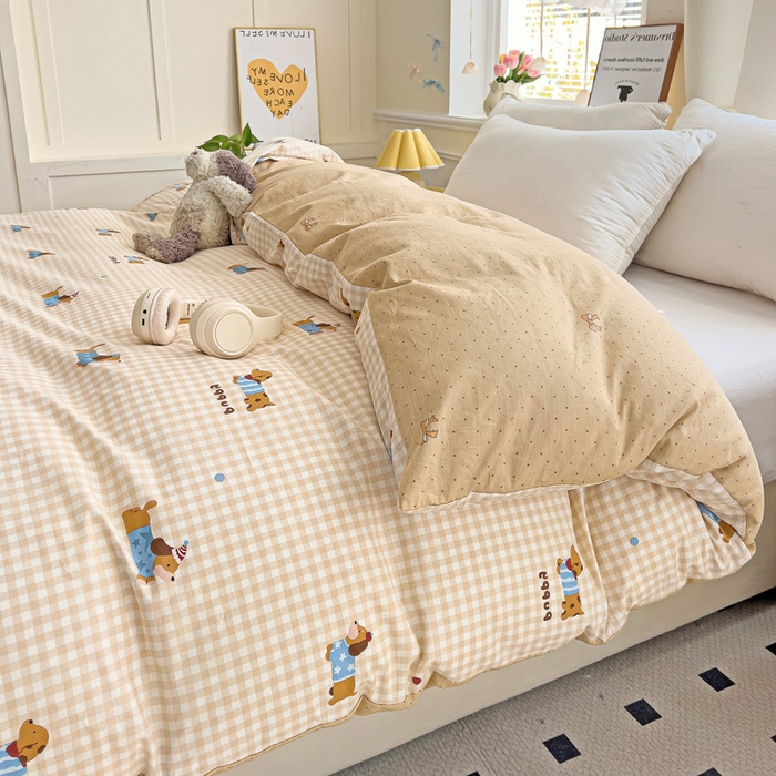 91家纺网 家纺一手货源 找家纺 依庭 2025春夏新款12868全棉纯棉印花卡通系列单被套 被套单件 浮云初梦