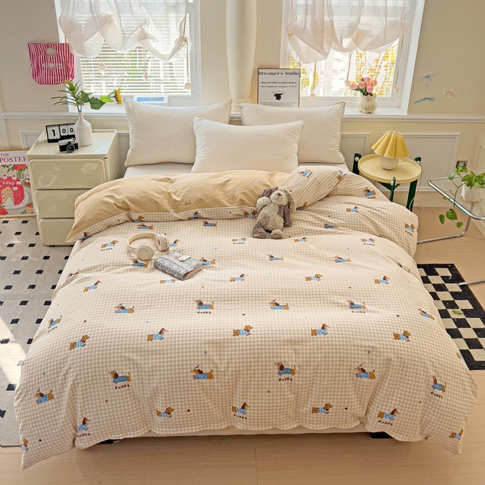 91家纺网 家纺一手货源 找家纺 依庭 2025春夏新款12868全棉纯棉印花卡通系列单被套 被套单件 浮云初梦