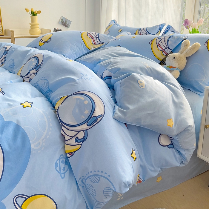 91家纺网 家纺一手货源 找家纺 依庭 2025春夏新款12868全棉纯棉印花卡通系列单被套 被套单件 花叶漫舞