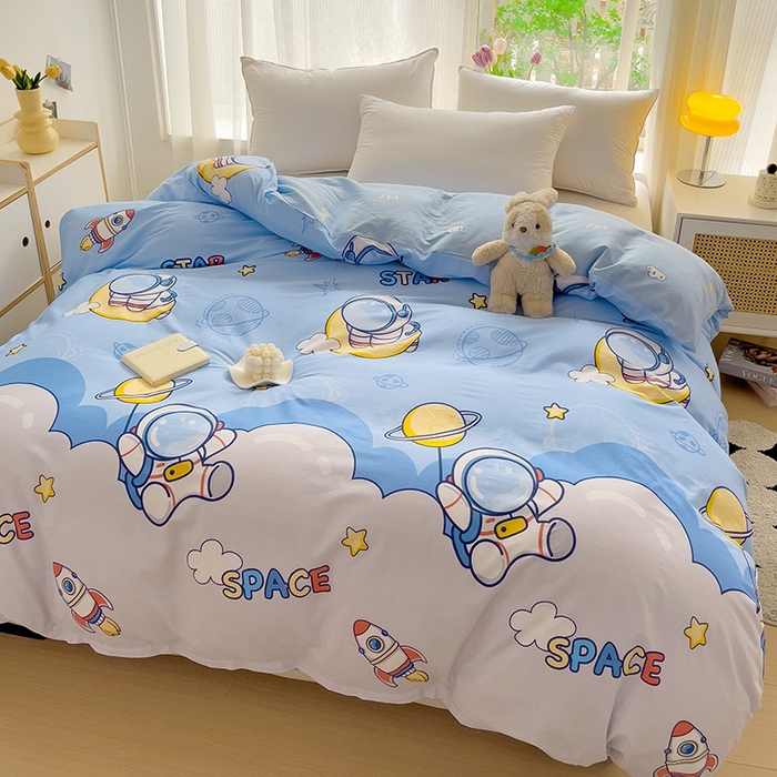 91家纺网 家纺一手货源 找家纺 依庭 2025春夏新款12868全棉纯棉印花卡通系列单被套 被套单件 花叶漫舞