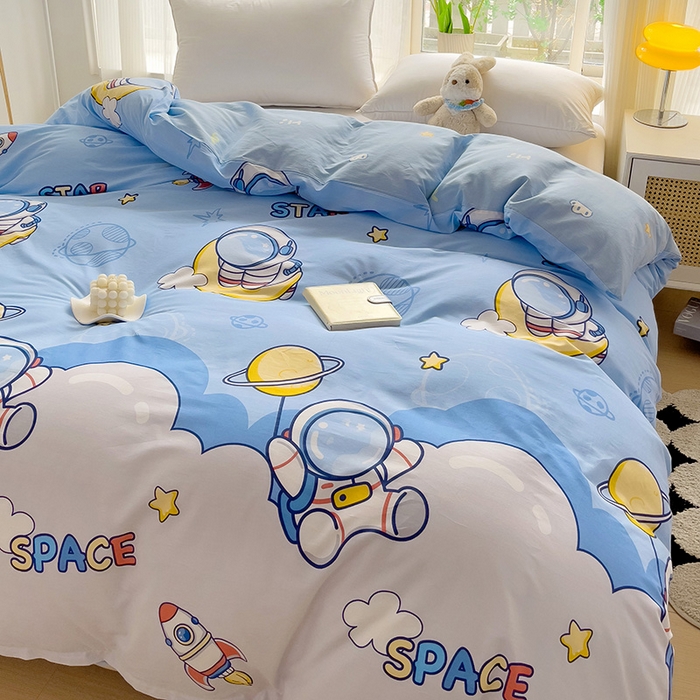 91家纺网 家纺一手货源 找家纺 依庭 2025春夏新款12868全棉纯棉印花卡通系列单被套 被套单件 花叶漫舞