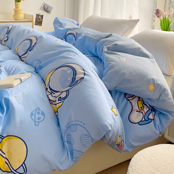 91家纺网 家纺一手货源 找家纺 依庭 2025春夏新款12868全棉纯棉印花卡通系列单被套 被套单件 花叶漫舞